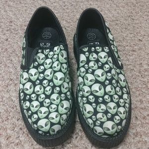 T.U.K glow in the dark alien creepers slip on.